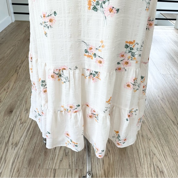 NWT XXL Lily Rose floral and cream, ivory, pink textured, midi dress - Picture 7 of 8